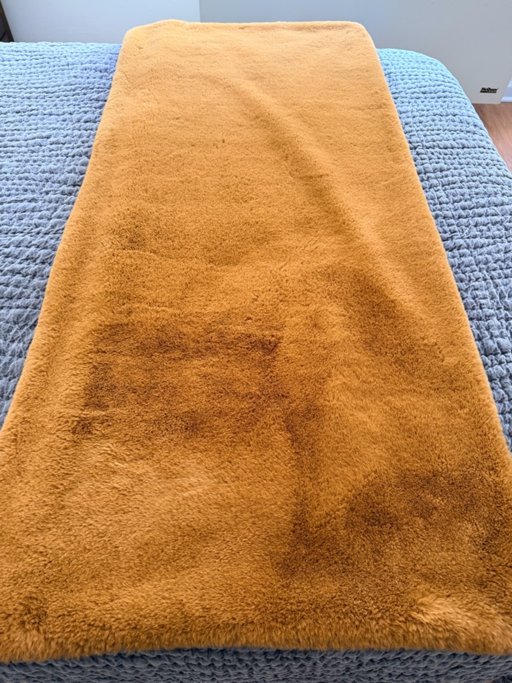 Anthropologie Faux Fur Throw Blanket in Burnt Orange